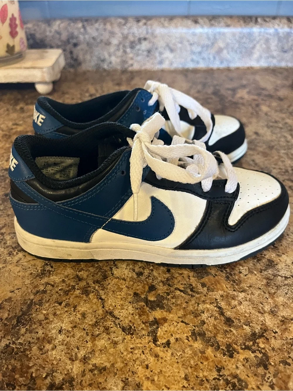 Nike Kids Low-Top Sneakers in White, Black & Blue